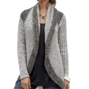 Cabi Open Knit Cardigan Draped Medium Cotton Blend Knit Sweater Brown Beige - Picture 1 of 13