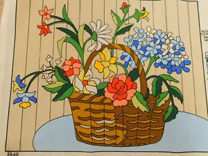 Handpainted Needlepoint Canvas FLOWER BASKET Russian Ukrainian Floral 20 Count - Picture 1 of 8