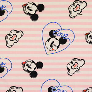 Baumwolljersey Mickey Mouse Love 150cm nähen Jersey Kinderstoffe Streifen Herz