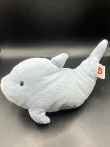 2007 Ty Pluffies FLIPS Blue Dolphin Plush Stuffed Animal toy 10" - Picture 1 of 5