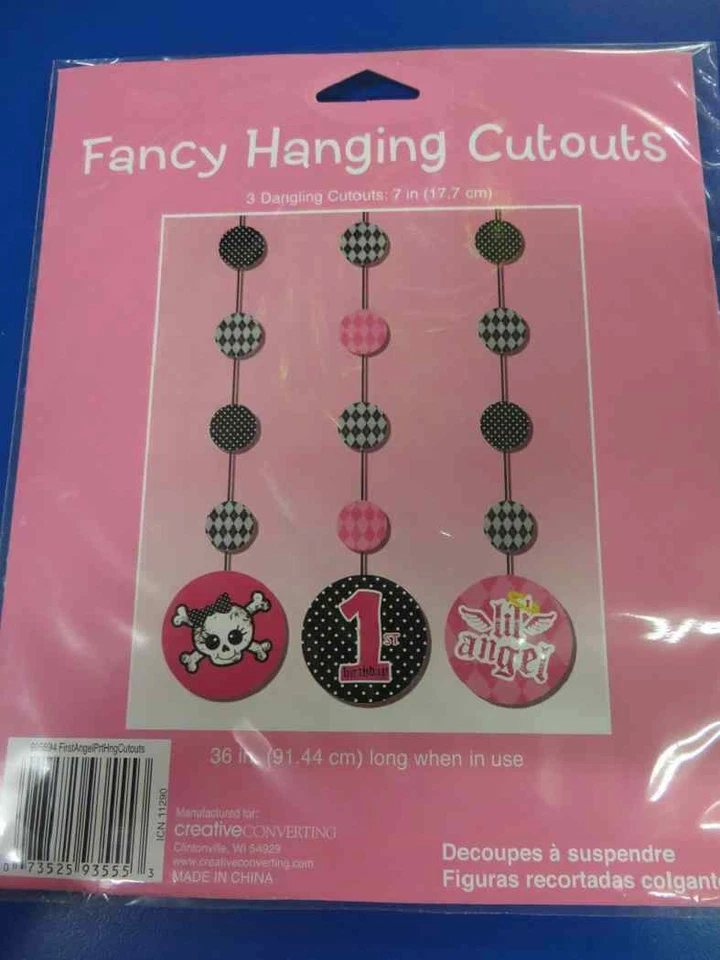 First Angel Lil Pink Little Girl Argyle 1st Birthday Party Hanging Decorations - Image 1 of 1