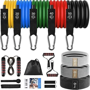 TAWAK 150lbs Resistance Bands Fitnessbänder 17tlg, Widerstandsbänder Set 5 Expan - Bild 1 von 7