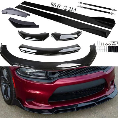 For Dodge Charger 2015-23 Front Bumper Lip Spoiler+Side Skirts+Rear Lip Foto 1 de 4