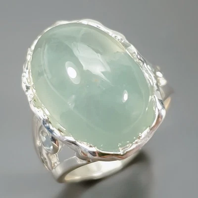 Jewelry gem 17 ct Natural Prehnite Ring 925 Sterling Silver Size 8 /R434520 - Image 1 of 4