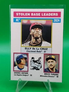 2025 Topps Heritage #197 NL Stolen Base Leaders (Turang / Ohtani / De La Cruz) - Picture 1 of 2
