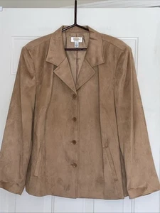 Talbots Faux Suede Tan/Camel Jacket Blazer Womens Size 20W - Picture 1 of 15