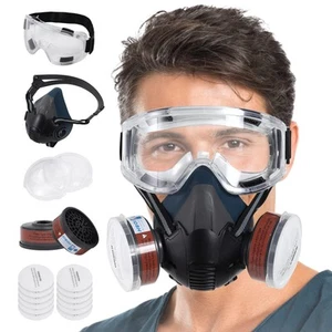 Respirator Mask with Filters - Half Face Respirator with Safety Glasses, Reus... - Picture 1 of 7