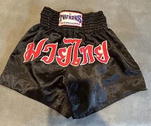 Twins Special Muay Thai Shorts Adult XXL Black Red Bangkok Mens Fighting - Picture 1 of 9