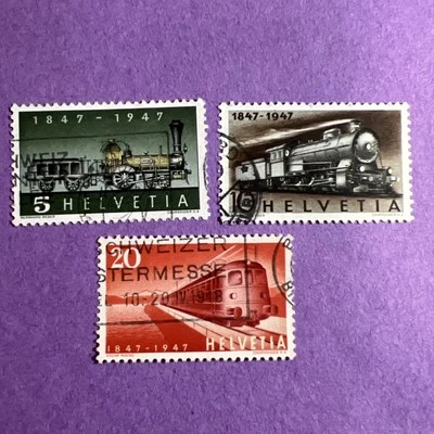 Switzerland 1947- Used Scott 308-310. Partial Set. Zurich To Baden Rail Service. - Image 1 of 2