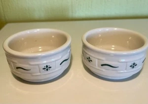 2 Longaberger Woven Traditions Custard Cups Stackable Ramekins Heritage Green - Picture 1 of 7