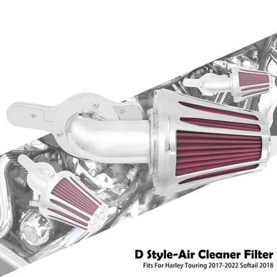 Filtro de filtro de aire cromado cono admisión roja para Harley 2017-2025 Road Street Glide Foto 1 de 4