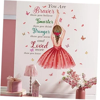 Pegatinas inspiradoras de arte de pared para dormitorio de niñas: hada princesa mariposa  Foto 1 de 4