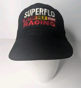 Vintage Exxon Superflo Racing Mesh Back Trucker Cap Snapback Hat Black 90s - Picture 1 of 6