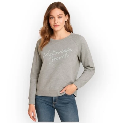 Usado en Excelente Condición Victorias Secret Lentejuelas Logo Pullover Sudadera XS Gris 0945 Foto 1 de 4