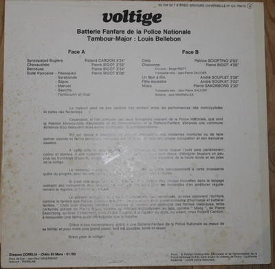 VOLTIGE,  BATTERIE FANFARE DE LA POLICE NATIONALE  - Photo 1/2