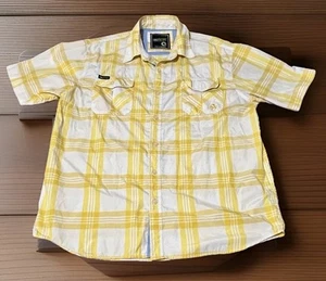 AKDMKS Herren Hemd mit Knopfleiste Gelb Weiß Herren Größe 2XL Y2K Hip Hop - Bild 1 von 7
