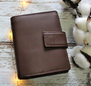 High Quality 100% Handmade Trifold Soft Brown Real Leather Card Coin Note Wallet - Picture 1 of 7
