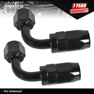 Black 2x 90° Degree Swivel Hose Line End Fitting Adaptor Fuel Oil AN8 - Imagen 1 de 13