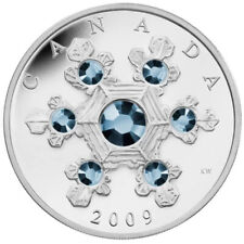 2009 CANADA $20 Swarovski Blue Crystal SNOWFLAKE Proof Silver Coin