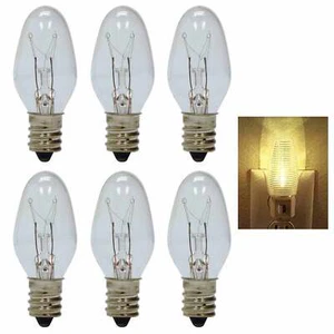 6 Clear Night Light Bulbs 4 Watt Lighting 120V Lamp Candelabra Base Replacement - Picture 1 of 1