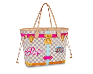 Louis Vuitton Neverfull MM Portofino Damier Azur Summer Trunk Bag Purse Rare LTD - Picture 1 of 23