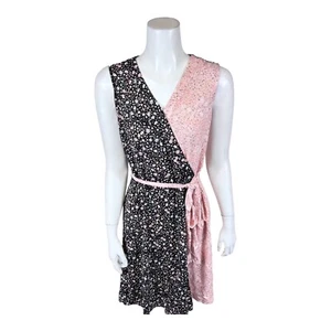 Isaac Mizrahi Women's Ditsy Floral Contrast Knit Wrap Dress Black/Blush PL Size - Picture 1 of 2