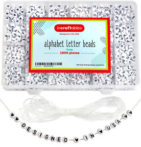 Alphabet Letter Beads 7mm (1200 pcs) w/ Round Heart Bead For DIY Jewelry Making