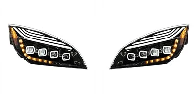 Black Quad LED Headlights w/ DRL For 2018-2024 Freightliner Cascadia - Image 1 of 4