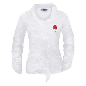 Blusa tradicional tradicional mujer blusas camisa blanca manga larga Crinkle Rose bordada nueva - Imagen 1 de 5