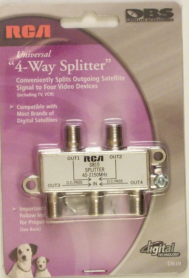 RCA DBS Satellite 4-Way Splitter with DC Pass Through - Image 1 of 1