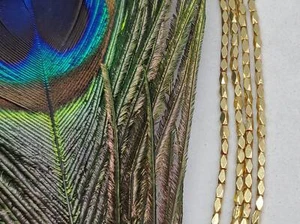 18K Gold Faceted Beads • Pack of 4 Loose 18K Gold Pipe Beads Spacer Beads - Picture 1 of 4