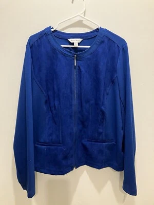 Studio Works Zip Up Jacket Size 18 Royal Blue Long Sleeve Polyester New - Image 1 of 4