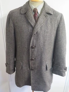 Genuine Harris Tweed Grey Check Pattern Coat Size M 40" Regular Euro 50 - Picture 1 of 11