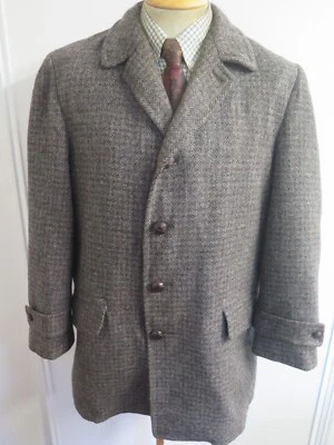 Genuine Harris Tweed Grey Check Pattern Coat Size M 40" Regular Euro 50 - Image 1 of 4