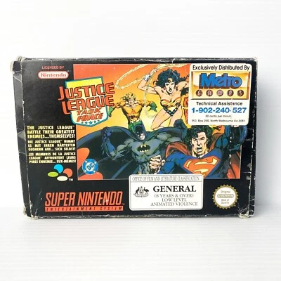 Justice League Task Force + Box, Manual, Insert CIB - SNES - Tested & Working - Image 1 of 4