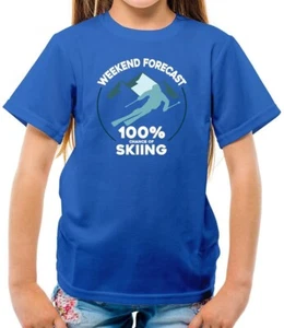 100% Chance of Skiing - Kids T-Shirt - Ski Winter Sports Love Equipment - Picture 1 of 12