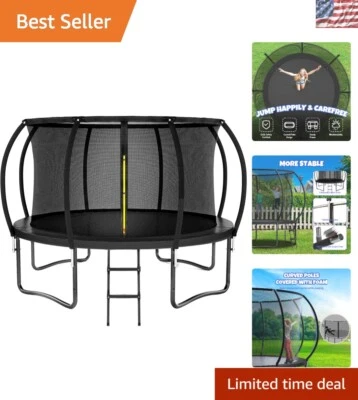 Durable 12FT Trampoline with Enclosure Net & Ladder - Fun for the Whole Family! - Image 1 of 4