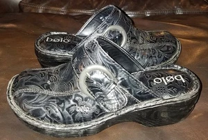 Bolo Black Embossed Buckle Mules Size 9M - Picture 1 of 5