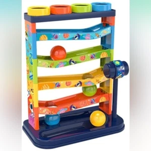 Kids Rolling Ball Drop Toy 5 Layer Tower Run with Swirling Ramps & 4 Balls - Picture 1 of 8