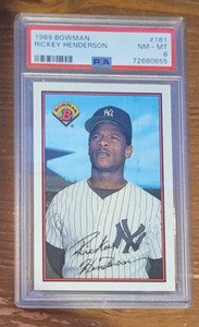 1989 Bowman #181 Rickey Henderson PSA 8 New York Yankees