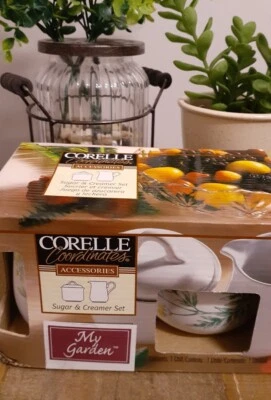 Vintage Corelle Coordinates Sugar & Creamer Set My Garden NEW IN BOX - Image 1 of 4