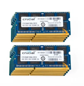 Crucial 10 STCK. 4GB 2RX8 PC3-8500S DDR3 1066 MHz 204 Pin SODIMM Laptop Speicher RAM*!` - Bild 1 von 4