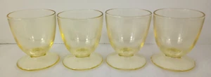 4 Hazel Atlas Yellow Depression Glass Footed Juice Tumblers Vintage Set of 4 - Picture 1 of 6
