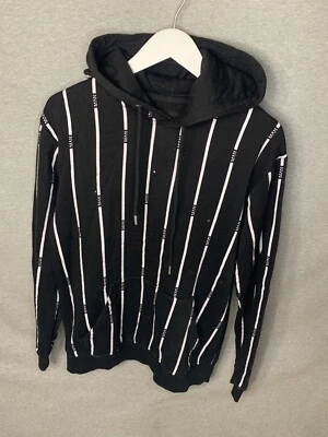 Boohoo Sudadera con Capucha Para Hombre Mediana Pullover Sudadera Rayas Negra Manga Larga Pequeña Foto 1 de 4