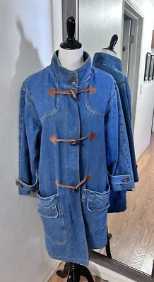 FORENZA Abrigo Chaqueta Denim Estadio Coche Forro a Cuadros Palancas Bolsillos Pequeño Foto 1 de 4