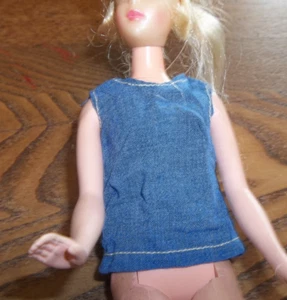 Camicia Chambray Blu Vintage 1968 Mattel Barbie PAK "PEDAL PUSHERS" ~ ECC. - Foto 1 di 4
