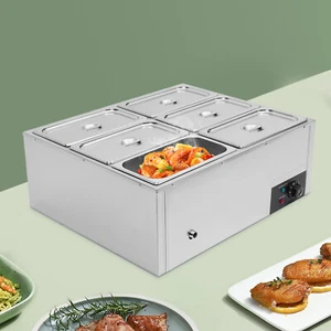 6 Pan Electric Countertop Food Warmer w/ Lids Used For Catering Restaurant 110V - Picture 1 of 8