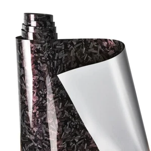 Black Red Forged Carbon Fiber Vinyl Wrap, High Glossy Car Body Wrap Vinyl Film - Picture 1 of 8
