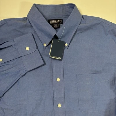 NEW Lands End Shirt 17 32 (XL) Blue Chambray Button Down Vintage 90s NWT - Image 1 of 4