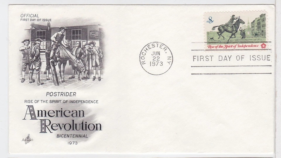 TurtlesTradingPost- Colonial Post Rider -1973 FDC #1478 - Artcraft Cachet - Image 1 of 1